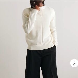 NWT Men’s Jil Sander Paneled Virgin Wool-Blend Sweater - Eggshell/Light Yellow